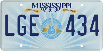 MS license plate LGE434