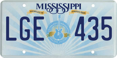 MS license plate LGE435