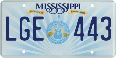 MS license plate LGE443