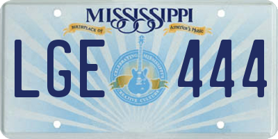 MS license plate LGE444
