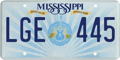 MS license plate LGE445