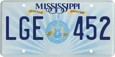 MS license plate LGE452