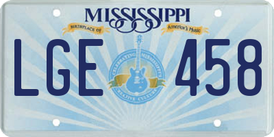 MS license plate LGE458