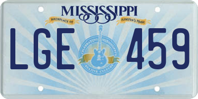 MS license plate LGE459