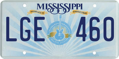 MS license plate LGE460