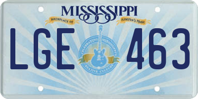 MS license plate LGE463