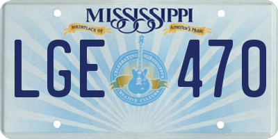MS license plate LGE470