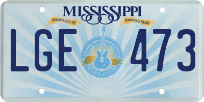 MS license plate LGE473