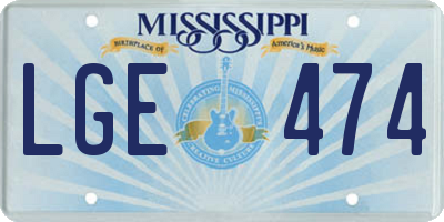 MS license plate LGE474