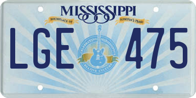 MS license plate LGE475