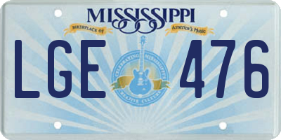 MS license plate LGE476