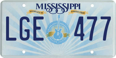 MS license plate LGE477