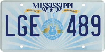 MS license plate LGE489
