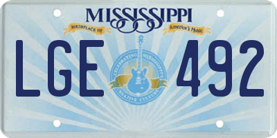 MS license plate LGE492