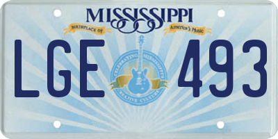 MS license plate LGE493