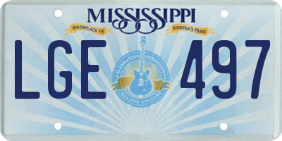 MS license plate LGE497