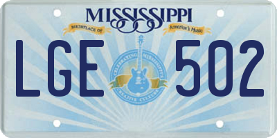 MS license plate LGE502