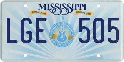 MS license plate LGE505