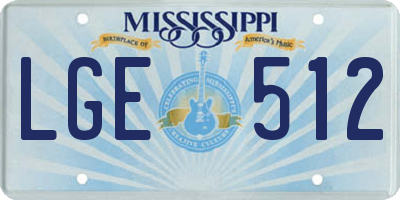 MS license plate LGE512