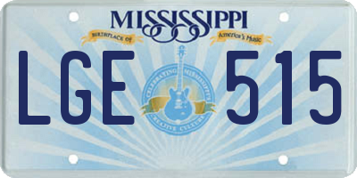 MS license plate LGE515