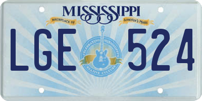 MS license plate LGE524