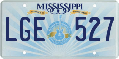 MS license plate LGE527