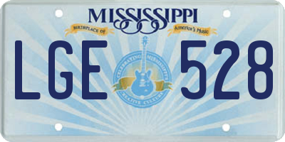 MS license plate LGE528