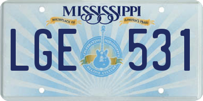 MS license plate LGE531