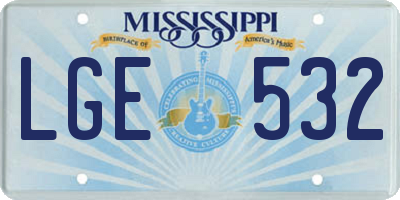 MS license plate LGE532