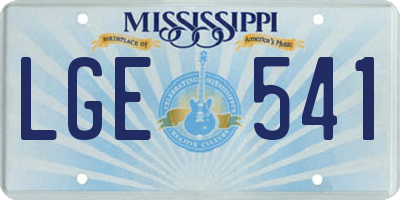 MS license plate LGE541