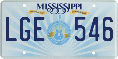 MS license plate LGE546