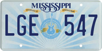 MS license plate LGE547
