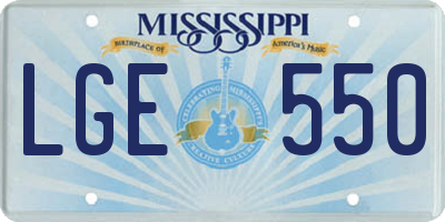 MS license plate LGE550