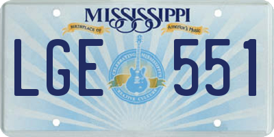 MS license plate LGE551
