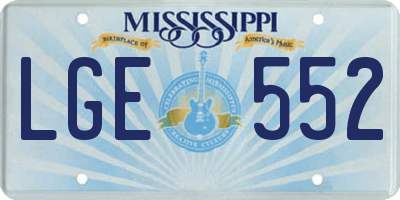 MS license plate LGE552