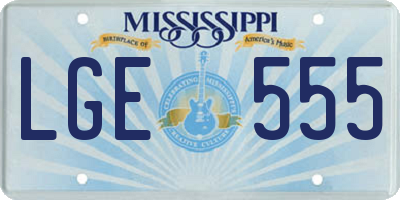 MS license plate LGE555