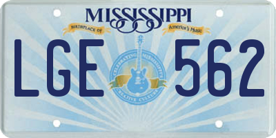 MS license plate LGE562