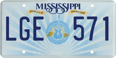 MS license plate LGE571