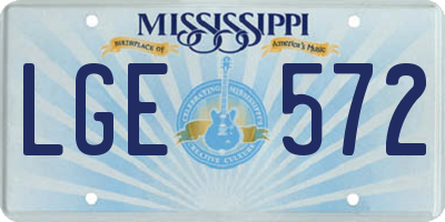 MS license plate LGE572