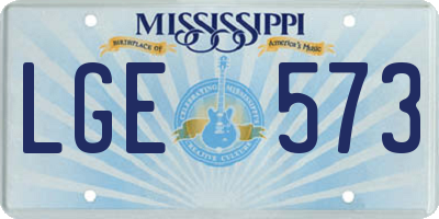 MS license plate LGE573