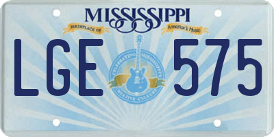 MS license plate LGE575