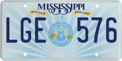 MS license plate LGE576