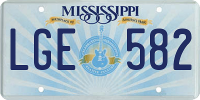 MS license plate LGE582