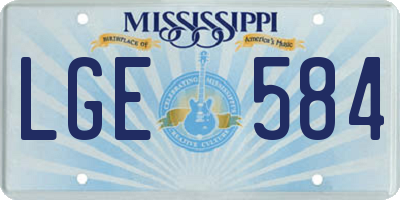 MS license plate LGE584