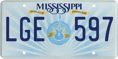 MS license plate LGE597