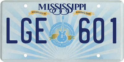MS license plate LGE601