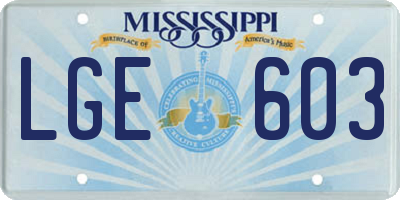 MS license plate LGE603