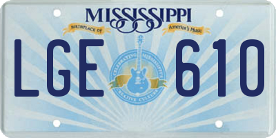 MS license plate LGE610