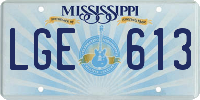 MS license plate LGE613