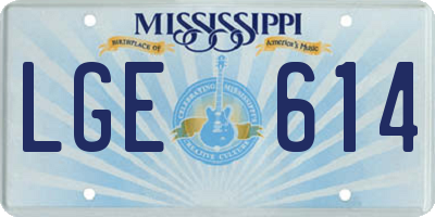 MS license plate LGE614